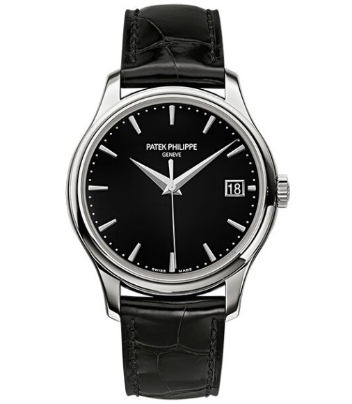 Patek Philippe NEW Calatrava Mechanical Black Dial Leather Mens